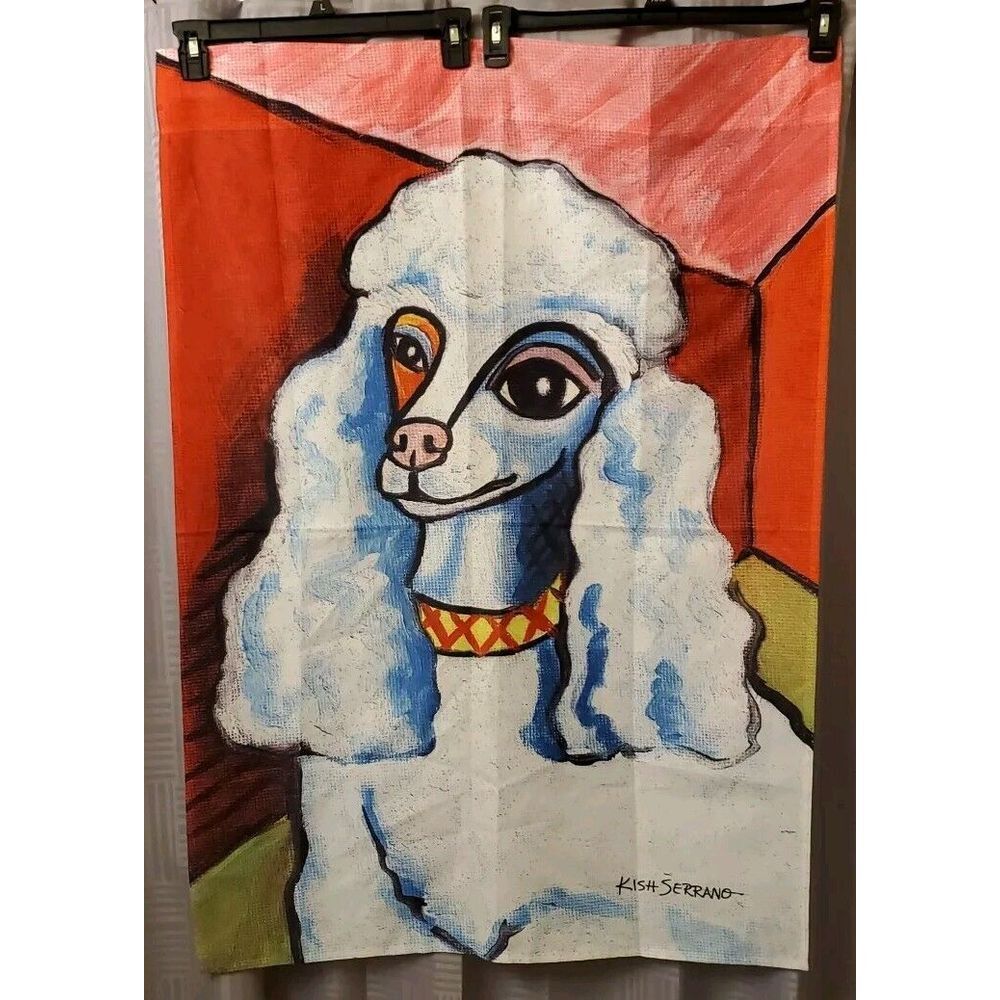 NEW LARGE TOLAND PAW PALETTES ART FLAG PAWCASSO POODLE DOG 28X39 KISH SERRANO‎